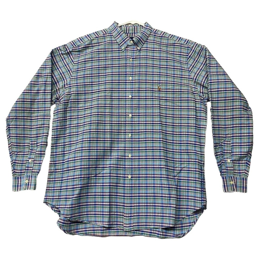 Ralph Lauren Shirt Mens 2XL Tall Multicolor Plaid Cotton Pony Logo Button Down